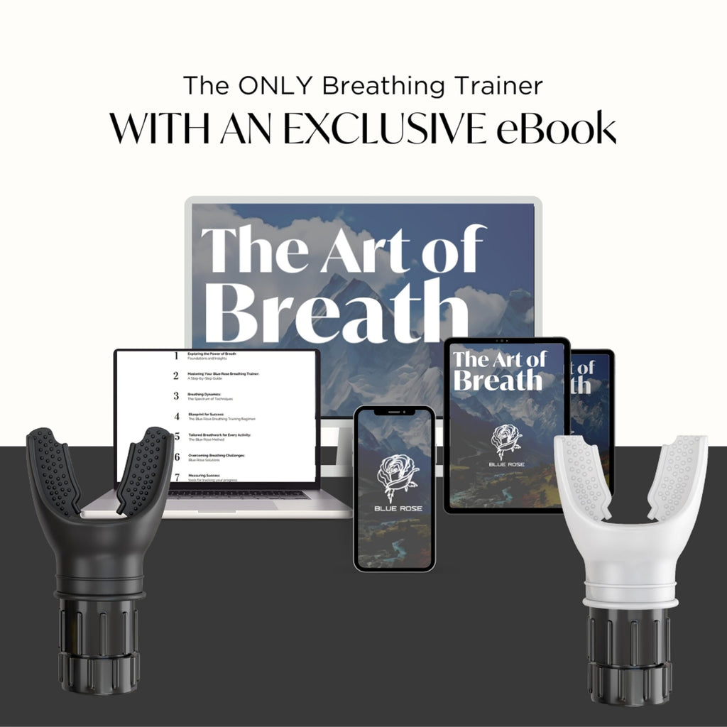 Blue Rose Lung Trainer with Adjustable Resistance Breathing Exerciser & Lung Cleanse Device for Enhanced Lung Capacity, Fitness & Respiratory Health – Includes Free eBook (Black)