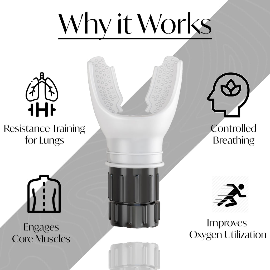 Blue Rose Lung Trainer with Adjustable Resistance Breathing Exerciser & Lung Cleanse Device for Enhanced Lung Capacity, Fitness & Respiratory Health – Includes Free eBook (Black)