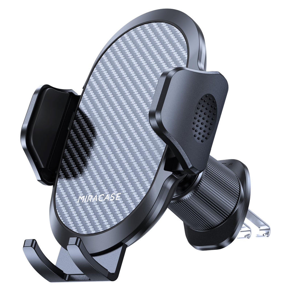 Miracase 2025 Car Phone Holder, Stable Double Steel-Hook Air Vent Car Phone Mount Cradle 360°Rotation, One Button Release Mobile Phone Holder for iPhone, Galaxy, All 4.0''-7'' Smartphones