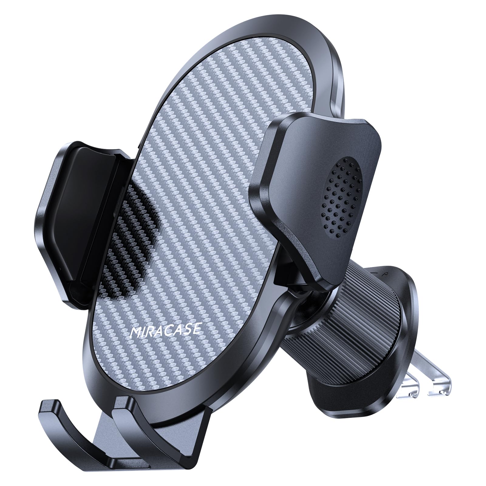 Miracase 2025 Car Phone Holder, Stable Double Steel-Hook Air Vent Car Phone Mount Cradle 360°Rotation, One Button Release Mobile Phone Holder for iPhone, Galaxy, All 4.0''-7'' Smartphones