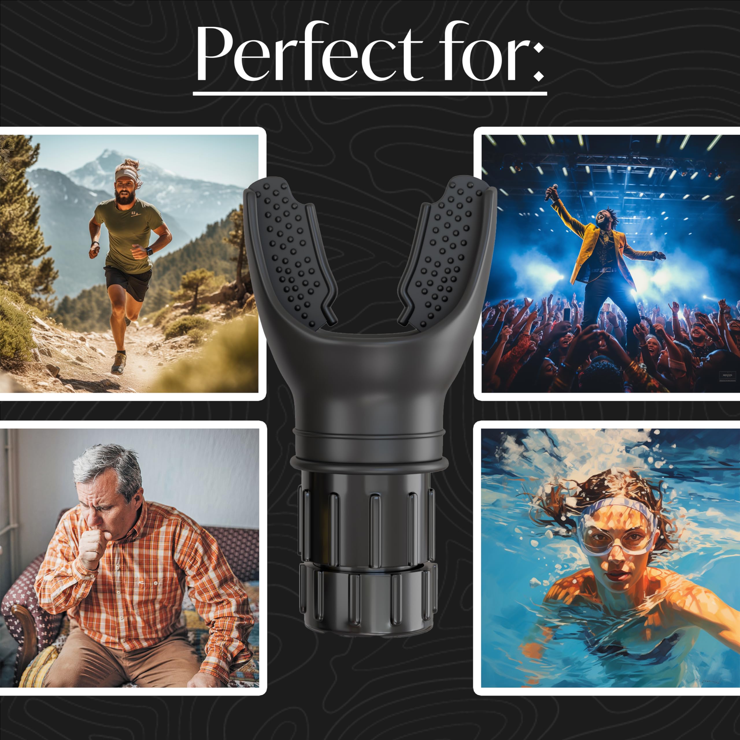 Blue Rose Lung Trainer with Adjustable Resistance Breathing Exerciser & Lung Cleanse Device for Enhanced Lung Capacity, Fitness & Respiratory Health – Includes Free eBook (Black)